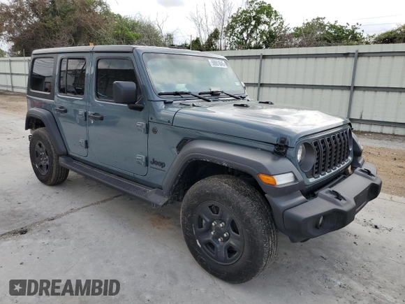 2024 Jeep Wrangler Willys with VIN 1C4PJXDG4RW278583, listed as a Copart auction lot 50951845 with 2,456 mi miles and Salvage Title. Bid and sale history available at carsss.com. Image 4.