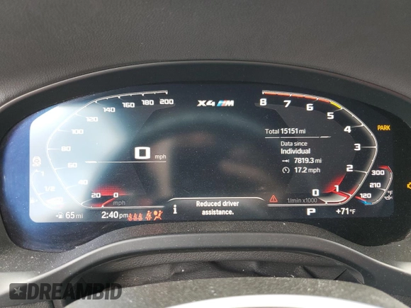 2023 BMW X4 M with VIN 5YM23EC00P9S11365, listed as a Copart auction lot 51417765 with 15,151 mi miles and Non Repairable. Bid and sale history available at carsss.com. Image 9.