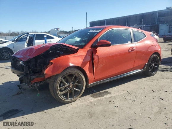 2019 Hyundai Veloster Turbo R-Spec with VIN KMHTH6AB9KU015340, listed as a Copart auction lot 44573655 with 73,076 mi miles and Salvage Title. Bid and sale history available at carsss.com. Image 1.