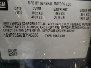 2011 Chevrolet Cruze LT w/1LT with VIN 1G1PF5S97B7145366, listed as a Copart auction lot 53037055 with 0 mi miles and Salvage Title. Bid and sale history available at carsss.com. Image 13.