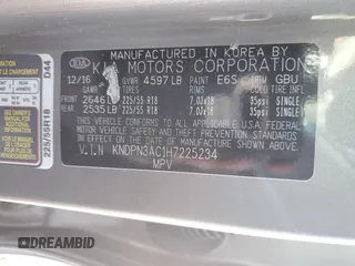 2017 Kia Sportage EX with VIN KNDPN3AC1H7225234, listed as a Copart auction lot 57290225 with 23,813 mi miles and Salvage title. Bid and sale history available at DreamBid. Image 13.