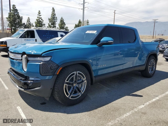 2025 Rivian R1T Adventure with VIN 7FCTGBAA9SN035986, listed as a Copart auction lot 52921085 with 2,102 mi miles and Salvage Title. Bid and sale history available at carsss.com. Image 1.
