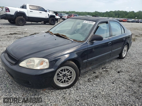 2000 Honda Civic LX z VIN 1HGEJ6670YL054677, wystawiony jako Copart lot #57126335 z przebiegiem 155 471 mil mil oraz Szkoda całkowita • Salvage title. Historia ofert i sprzedaży dostępna na DreamBid. Obrazek 1.