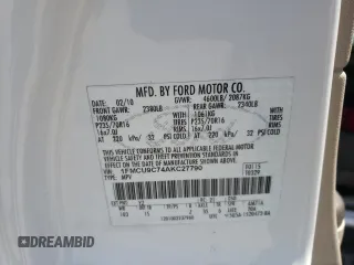 2010 Ford Escape XLS with VIN 1FMCU9C74AKC27790, listed as a Copart auction lot 53364055 with 163,298 mi miles and Salvage title. Bid and sale history available at DreamBid. Image 14.