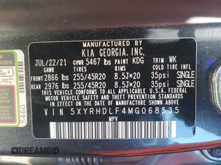 2021 Kia Sorento EX with VIN 5XYRHDLF4MG068535, listed as a Copart auction lot 50385475 with 63,110 mi miles and Salvage Title. Bid and sale history available at carsss.com. Image 13.