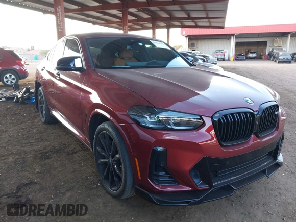 2024 BMW X4 M40i with VIN 5UX43DT0XR9U23493, listed as a IAAI auction lot 41444996 with 10,619 mi miles. Bid and sale history available at carsss.com. Image 1.