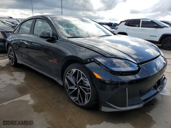 2023 Hyundai IONIQ 6 SEL with VIN KMHM34AA1PA043107, listed as a Copart auction lot 74231134 with 0 miles and Salvage Title. Bid and sale history available at carsss.com. Image 4.
