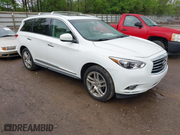 2013 Infiniti JX35 with VIN 5N1AL0MM2DC330361, listed as a IAAI auction lot 42072538 with 183,624 mi miles. Bid and sale history available at carsss.com. Image 1.