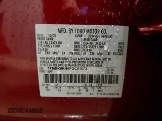 2023 Ford Explorer ST-Line with VIN 1FMSK8KH0PGC01673, listed as a Copart auction lot 62283555 with 7,800 mi miles and Salvage title. Bid and sale history available at DreamBid. Image 14.