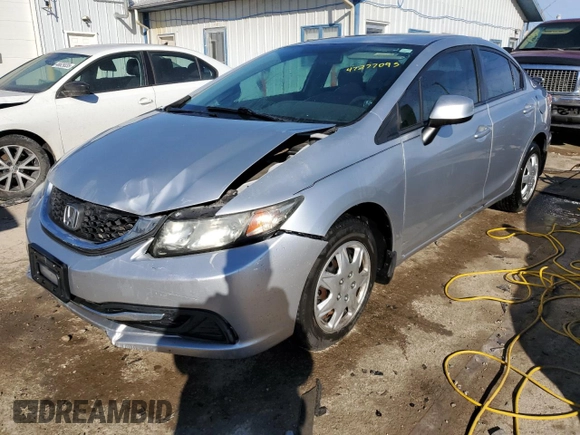 2013 Honda Civic LX with VIN 2HGFB2F57DH562130, listed as a Copart auction lot 47277095 with 148,418 mi miles and Salvage Title. Bid and sale history available at DreamBid. Image 1.