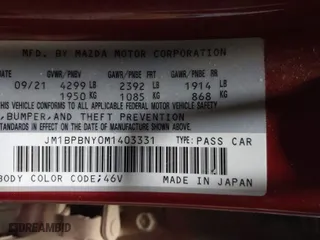 2021 Mazda Mazda3 Hatchback 2.5 Turbo Premium Plus with VIN JM1BPBNY0M1403331, listed as a IAAI auction lot 41364862 with 52,768 mi miles. Bid and sale history available at carsss.com. Image 9.