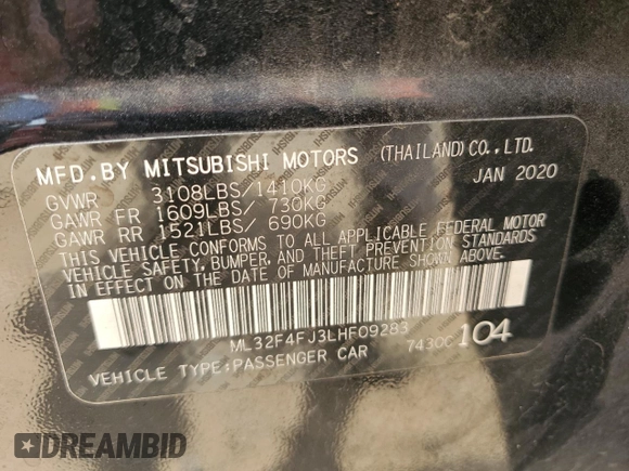 2020 Mitsubishi Mirage SE z VIN ML32F4FJ3LHF09283, wystawiony jako Copart lot #55152055 z przebiegiem 95 389 mil mil oraz Szkoda całkowita • Salvage title. Historia ofert i sprzedaży dostępna na DreamBid. Obrazek 13.