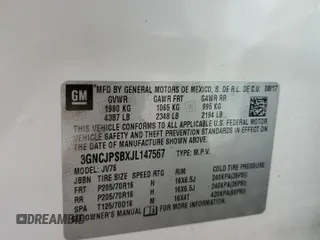 2018 Chevrolet Trax LT with VIN 3GNCJPSBXJL147567, listed as a Copart auction lot 46701695 with 60,943 mi miles and Salvage Title. Bid and sale history available at carsss.com. Image 14.
