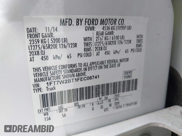 2015 Ford F-250 Lariat с VIN 1FT7W2BT1FEC08741, выставлен на аукционе IAAI как лот 42460228 с пробегом 122 024 миль миль и . История ставок и продаж доступна на DreamBid. Изображение 9.