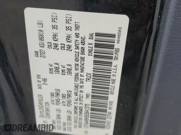 2006 Dodge Dakota SLT z VIN 1D7HW48N56S641575, wystawiony jako Copart lot #60141125 z przebiegiem 135 482 mil mil oraz Szkoda całkowita • Salvage title. Historia ofert i sprzedaży dostępna na DreamBid. Obrazek 12.