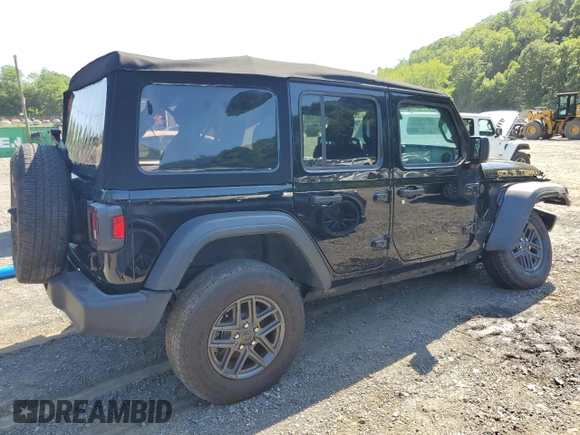 2024 Jeep Wrangler Sport S z VIN 1C4PJXDGXRW334039, wystawiony jako Copart lot #62534415 z przebiegiem 13 528 mil mil oraz Szkoda całkowita • Salvage title. Historia ofert i sprzedaży dostępna na DreamBid. Obrazek 3.