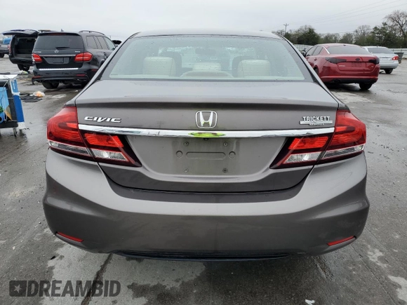 2013 Honda Civic LX with VIN 19XFB2F52DE040631, listed as a Copart auction lot 51076145 with 135,840 mi miles and Salvage Title. Bid and sale history available at DreamBid. Image 6.