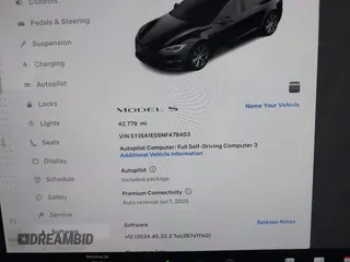 2022 Tesla Model S with VIN 5YJSA1E58NF478403, listed as a IAAI auction lot 41533099 with 42,779 mi miles and . Bid and sale history available at DreamBid. Image 7.