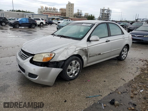 2008 Kia Spectra EX with VIN KNAFE121285529131, listed as a Copart auction lot 61096535 with 161,595 mi miles and Salvage title. Bid and sale history available at DreamBid. Image 1.