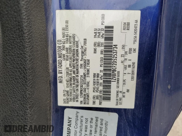2013 Ford Mustang GT with VIN 1ZVBP8CF2D5253734, listed as a Copart auction lot 61094075 with 119,860 mi miles and Salvage title. Bid and sale history available at DreamBid. Image 13.