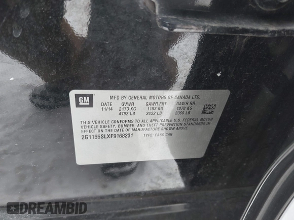 2015 Chevrolet Impala LTZ with VIN 2G1155SLXF9168231, listed as a IAAI auction lot 41590955 with 149,521 mi miles and . Bid and sale history available at DreamBid. Image 9.