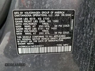 2021 Volkswagen Atlas SE с VIN 1V2RR2CA1MC533071, выставлен на аукционе Copart как лот 48988215 с пробегом 78 881 миль миль и Списание • Salvage title. История ставок и продаж доступна на DreamBid. Изображение 13.