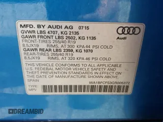 2016 Audi Q3 Premium Plus z VIN WA1BFCFS3GR005372, wystawiony jako Copart lot #52873295 z przebiegiem 77 428 mil mil oraz Czysty tytuł • Clean title. Historia ofert i sprzedaży dostępna na DreamBid. Obrazek 14.