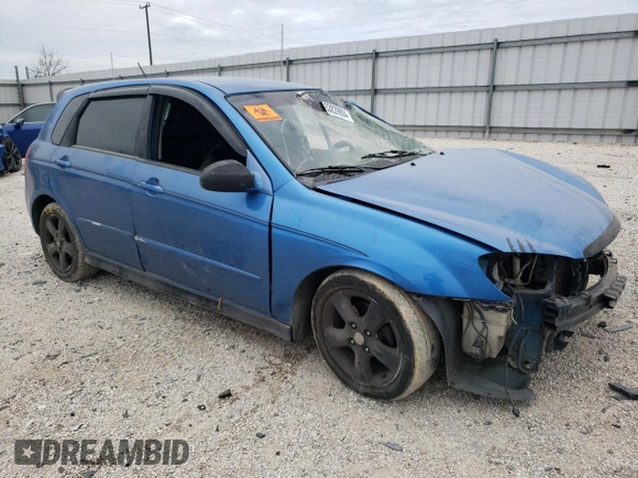 2007 Kia Spectra with VIN KNAFE161175009169, listed as a Copart auction lot 63839804 with 190,088 mi miles and Salvage Title. Bid and sale history available at carsss.com. Image 4.