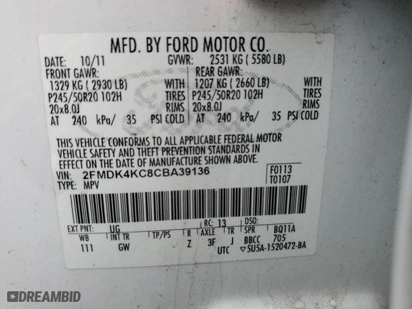 2012 Ford Edge Limited with VIN 2FMDK4KC8CBA39136, listed as a Copart auction lot 52492415 with 180,023 mi miles and Salvage Title. Bid and sale history available at carsss.com. Image 14.