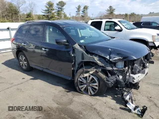 2018 Nissan Pathfinder S z VIN 5N1DR2MM6JC620539, wystawiony jako Copart lot #48370295 z przebiegiem 91 047 mil mil oraz Szkoda całkowita • Salvage title. Historia ofert i sprzedaży dostępna na DreamBid. Obrazek 4.