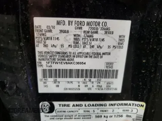 2010 Ford F-150 XL с VIN 1FTFW1EV8AKC36954, выставлен на аукционе Copart как лот 52243375 с пробегом 223 118 миль миль и Чистый • Clean title. История ставок и продаж доступна на DreamBid. Изображение 12.