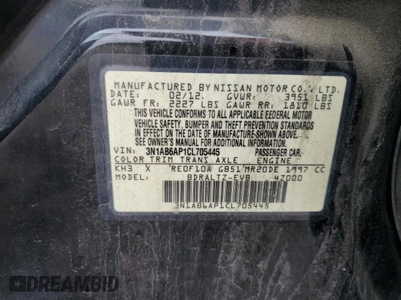 2012 Nissan Sentra SR z VIN 3N1AB6AP1CL705445, wystawiony jako Copart lot #57079435 z przebiegiem 164 814 mil mil oraz Szkoda całkowita • Salvage title. Historia ofert i sprzedaży dostępna na DreamBid. Obrazek 12.