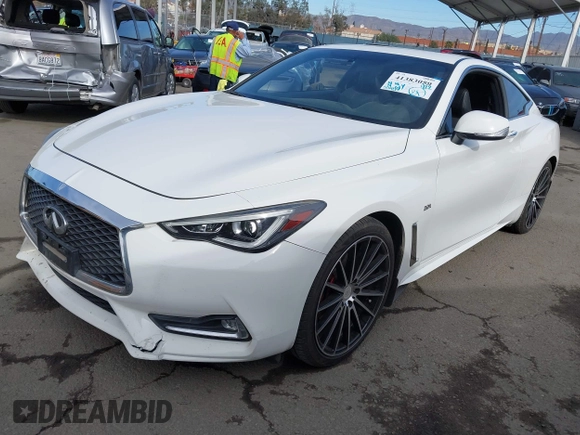 2018 Infiniti Q60 Luxe with VIN JN1CV7EK6JM200248, listed as a IAAI auction lot 41383059 with 55,459 mi miles and . Bid and sale history available at carsss.com. Image 17.