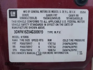 2004 Chevrolet Suburban Z71 with VIN 3GNFK16Z04G300615, listed as a Copart auction lot 47085264 with 278,752 mi miles and Salvage Title. Bid and sale history available at carsss.com. Image 15.