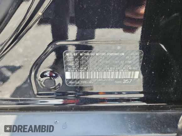 2018 Mitsubishi Outlander SE with VIN JA4AP3AW3JZ018567, listed as a Copart auction lot 57779155 with 79,864 mi miles and Salvage title. Bid and sale history available at DreamBid. Image 13.