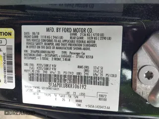 2019 Ford Fusion Hybrid SE with VIN 3FA6P0LU8KR106192, listed as a IAAI auction lot 41917627 with 89,684 mi miles. Bid and sale history available at carsss.com. Image 9.