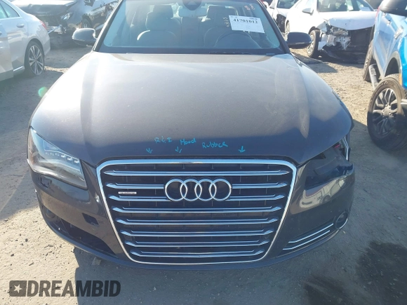 2012 Audi A8 L with VIN WAURVAFD1CN020870, listed as a IAAI auction lot 41701012 with 89,338 mi miles. Bid and sale history available at carsss.com. Image 13.