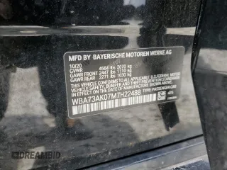 2021 BMW 2 Series 228i xDrive z VIN WBA73AK07M7H22488, wystawiony jako Copart lot #56281555 z przebiegiem 56 412 mil mil oraz Szkoda całkowita • Salvage title. Historia ofert i sprzedaży dostępna na DreamBid. Obrazek 12.