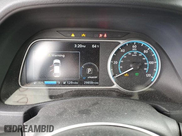 2020 Nissan LEAF SV с VIN 1N4AZ1CP8LC310060, выставлен на аукционе Copart как лот 57462155 с пробегом 29 858 миль миль и Списание • Salvage title. История ставок и продаж доступна на DreamBid. Изображение 9.