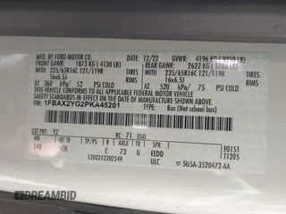 2023 Ford Transit Passenger XL with VIN 1FBAX2YG2PKA45201, listed as a IAAI auction lot 41796428 with 34,040 mi miles and . Bid and sale history available at DreamBid. Image 9.
