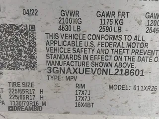 2022 Chevrolet Equinox LT with VIN 3GNAXUEV0NL218601, listed as a IAAI auction lot 42408047 with 32,942 mi miles and . Bid and sale history available at DreamBid. Image 9.