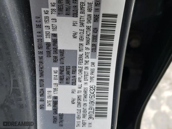 2019 Toyota Yaris Sedan L with VIN 3MYDLBYV8KY504326, listed as a Copart auction lot 87878875 with 73,392 mi miles and Salvage Title. Bid and sale history available at carsss.com. Image 14.