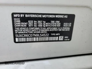 2022 BMW X5 xDrive40i with VIN 5UXCR6C07N9L54522, listed as a Copart auction lot 41493835 with Not Provided miles and Salvage Title. Bid and sale history available at DreamBid. Image 13.