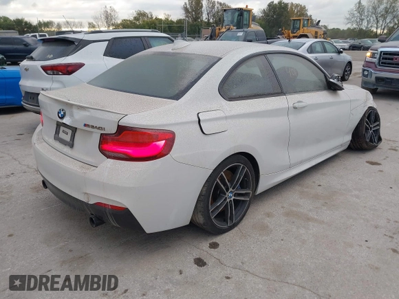 2018 BMW 2 Series M240i with VIN WBA2J5C55JVB27826, listed as a IAAI auction lot 40183646 with 46,436 mi miles. Bid and sale history available at carsss.com. Image 4.