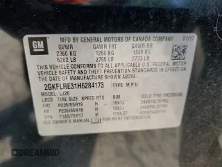 2017 GMC Terrain Denali with VIN 2GKFLRE31H6284173, listed as a Copart auction lot 53386815 with 107,478 mi miles and Salvage title. Bid and sale history available at DreamBid. Image 15.