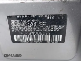 2016 Subaru Impreza Special Sports Premium с VIN JF1GPAP68G8221972, выставлен на аукционе IAAI как лот 42346493 с пробегом 55 453 миль миль и . История ставок и продаж доступна на DreamBid. Изображение 9.