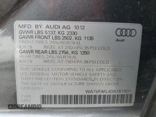2013 Audi allroad Prestige with VIN WA1VFAFL4DA151901, listed as a Copart auction lot 49972655 with 68,995 mi miles and Salvage Title. Bid and sale history available at carsss.com. Image 12.