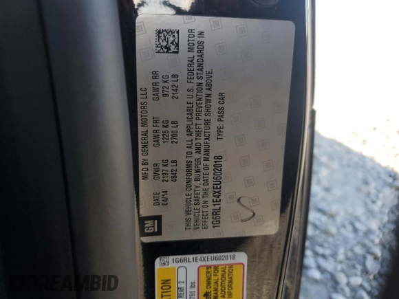 2014 Cadillac ELR z VIN 1G6RL1E4XEU602018, wystawiony jako Copart lot #74824784 z przebiegiem 90 159 mil mil oraz Tytuł czysty. Historia ofert i sprzedaży dostępna na DreamBid. Obrazek 12.