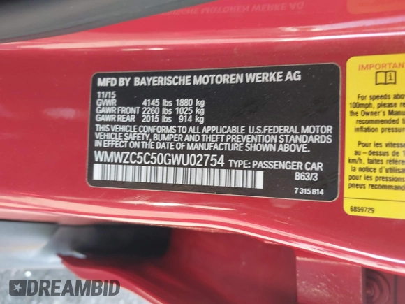2016 MINI Countryman S with VIN WMWZC5C50GWU02754, listed as a IAAI auction lot 42702055 with 105,284 mi miles and . Bid and sale history available at DreamBid. Image 9.