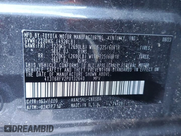 2023 Toyota RAV4 Hybrid SE with VIN 4T3T6RFV2PU132640, listed as a Copart auction lot 41668735 with 19,925 mi miles and Salvage title. Bid and sale history available at DreamBid. Image 14.